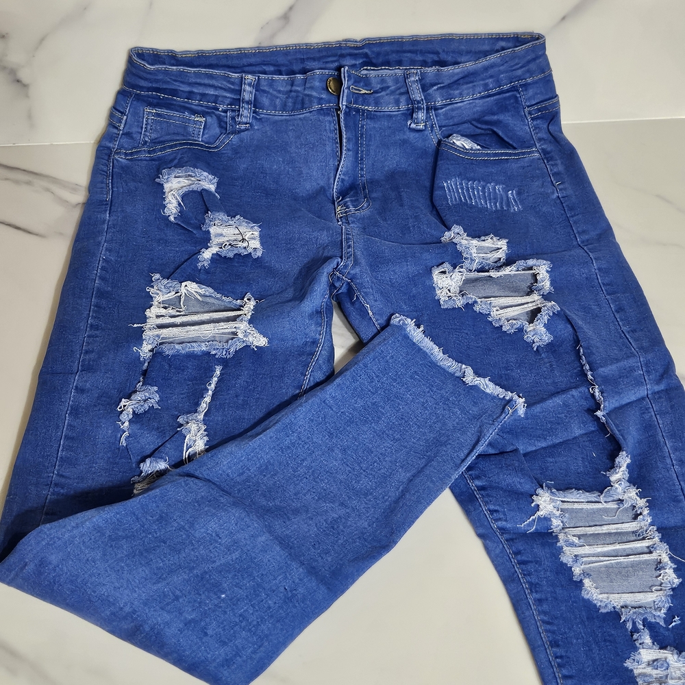 Heritage Balmer Distressed Blue Women's Jeans - Sz XL